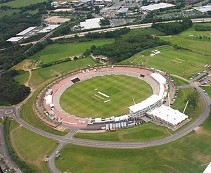 Fotografie Rose Bowl, kriketového stadionu, kde Spojené státy hrály své nejnovější ODI.