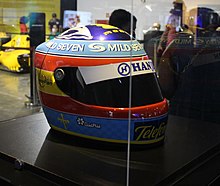 Alonso's Arai helmet used during the 2005 Formula One season AlonsoHelmet05.jpg