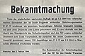 De bekendmaking van het doodschieten van 100 gijzelaars in bezet Warschau na de dood van Franz Kutschera in februari 1944.