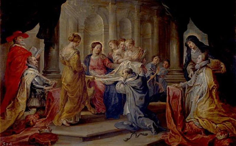 File:Anoniem Zuidelijke Nederlanden (historische regio) na 1631 naar Peter Paul Rubens - De Heilige Maagd schenkt de Heilige Ildefonso zijn kazuifel in de aanwezigheid van aartshertog Albre - P001705 - Museo del Prado.jpg