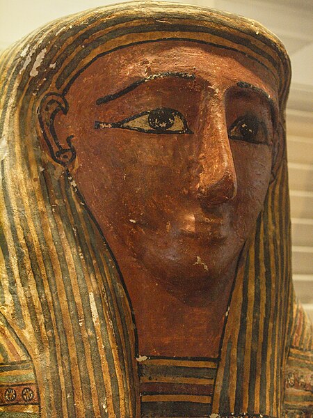 File:April 26, 2012 - San Diego Museum of Man - Face of Anthropoid Mummy Coffin, Late Period (26th-30th Dynasty).jpg