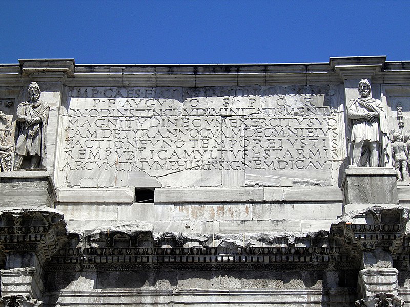 File:Arch of Constantine, Inscription on South side, Rome (8130462845).jpg