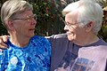 Arden Eversmeyer (b. 1931), founder of Lesbians Over Age Fifty (LOAF) and the Old Lesbian Oral Herstory Project (OLOHP), with Charlotte Avery