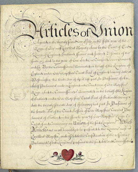 "Articles of Union otherwise known as Treaty of Union", 1707