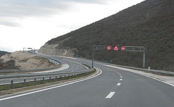 The A1 motorway near Trogir, variable traffic signs