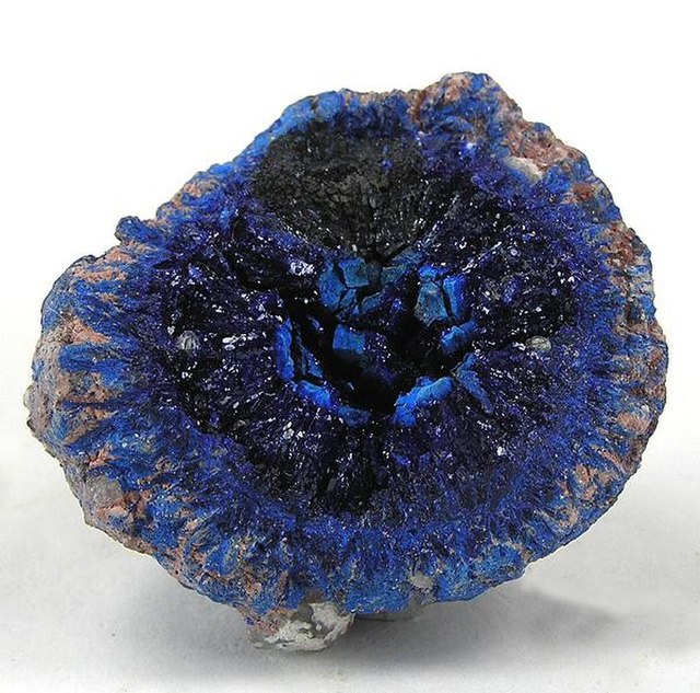 Unusual azurite specimen from the Blue Ball mine near Globe. About 1.5 inches (3.5 cm) wide.