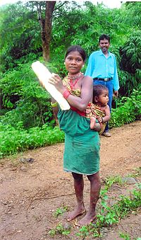 A Baiga tribe family in Balaghat district, Madhya Pradesh Baiga tribe family.jpg