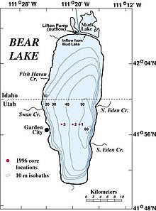 Bathymetric chart of Bear Lake, Utah with chub habitat Bathymetry.jpg