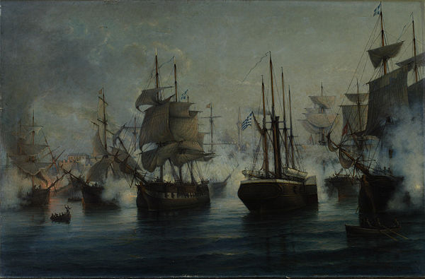 The Greek fleet in the Battle of Itea by Yiannis Poulakas