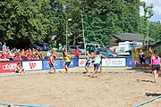 Deutsch: Beachhandball Europameisterschaften 2019 (Beach handball Euro); Tag 1: 2. Juli 2019 – Männer, Vorrunde Gruppe A, Deutschland-Norwegen 2:0 (22:14, 22:20) English: Beach handball Euro; Day 1: 2 July 2019 – Men Preliminary Round Group A – Germany-Norway 2:0 (22:14, 22:20)