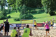 Deutsch: Beachhandball Europameisterschaften 2019 (Beach handball Euro); Tag 1: 2. Juli 2019 – Männer, Vorrunde Gruppe A, Deutschland-Norwegen 2:0 (22:14, 22:20) English: Beach handball Euro; Day 1: 2 July 2019 – Men Preliminary Round Group A – Germany-Norway 2:0 (22:14, 22:20)