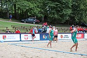 Deutsch: Beachhandball Europameisterschaften 2019 (Beach handball Euro); Tag 2: 3. Juli 2019 – Männer, Vorrunde Gruppe C, Nordmazedonien-Schweiz 0:2 (13:22, 18:19) English: Beach handball Euro; Day 2: 3 July 2019 – Women Preliminary Round Group A – Men Preliminary Round Group C – North Macedonia-Switzerland 0:2 (13:22, 18:19)