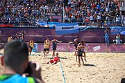 Deutsch: Beachhandball bei den Olympischen Jugendspielen 2018; Tag 4, 10. Oktober 2018; Jungs, Vorrunde, Gruppe B - Italien-Argentinien 1:2 English: Beach handball at the 2018 Summer Youth Olympics at 10 October 2018 – Boys Preliminary Round Group B‎ – Italy-Argentina 1:2