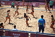 Deutsch: Beachhandball bei den Olympischen Jugendspielen 2018; Tag 4, 10. Oktober 2018; Mädchen, Vorrunde, Gruppe A - Ungarn-Chinese Taipei (Taiwan) 2:0 English: Beach handball at the 2018 Summer Youth Olympics at 10 October 2018 – Girls Preliminary Round Group A‎ – Hungary-Chinese Taipei 2:0