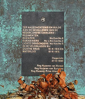 Plaque aux régiments de cavalerie néerlandaise.