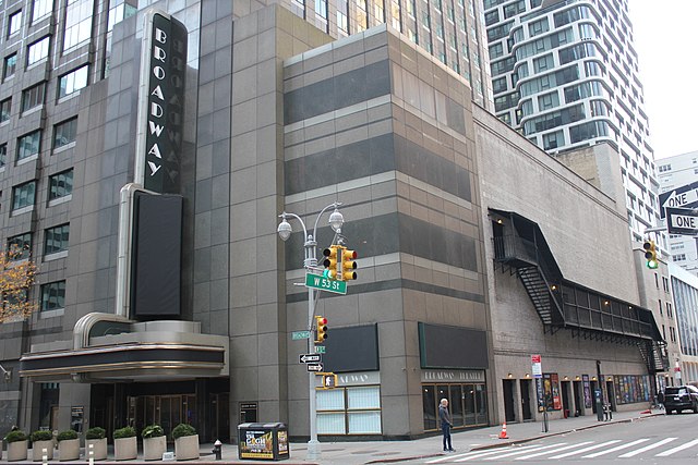 View of the Broadway Theatre as seen across Broadway and 53rd Street