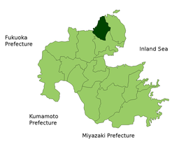 Situering van Bungotakada in de prefectuur Ōita