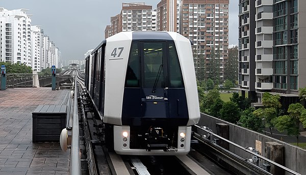 A C810A train on the Sengkang LRT Line