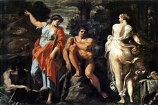 Annibale Carracci, El juicio de Hércules (1596). Óleo sobre lienzo, 167 x 237 cm