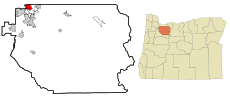 Clackamas County Oregon Incorporated and Unincorporated areas Milwaukie Highlighted.svg