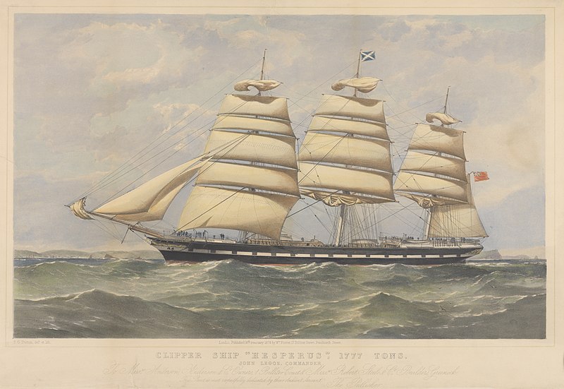 File:Clipper Ship Hesperus - Messrs Anderson Anderson and Co Owners - and Messrs Robert Steele and Co, Builders, Greenock RMG PY8588.jpg