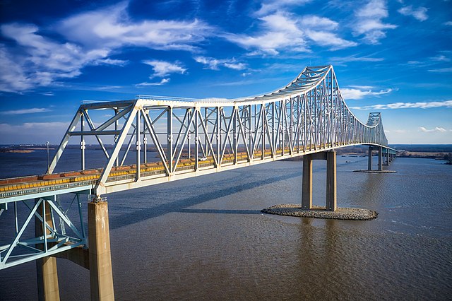 Commodore Barry Bridge crossing the Delaware River from Chester, Pennsylvania to Logan Township, New Jersey (background)