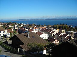 Vy över Neuchâtelsjön från Corcelles