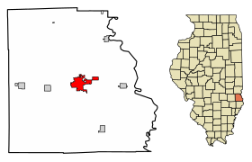 Crawford County Illinois Incorporated and Unincorporated areas Robinson Highlighted.svg