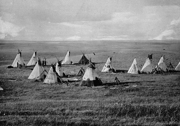 Nēhiyaw (Plains Cree) camp near the future site of Vermilion, Alberta, in 1871
