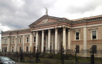 Following the election, the new council was based in Crumlin Road Courthouse. Crumlin Road courthouse.png