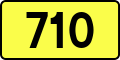 English: Sign of DW 710 with oficial font Drogowskaz and adequate dimensions.