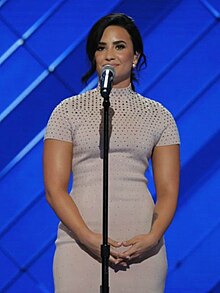 Demi Lovato à la convention démocrate d'Hillary Clinton en juillet 2016.