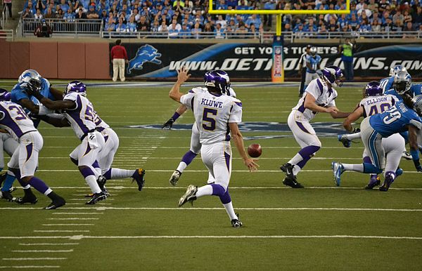 Kluwe punts in a game against the Detroit Lions in 2012