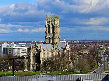 Doncaster skyline with St George's Minster in the foreground