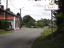 Dury (Aisne) city limit sign.JPG