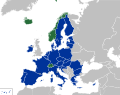 European Union (in blue) and European Free Trade Association (in green)