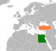 موقع تركيا (برتقالي) ومصر (أخضر). المصدر: Turkish Flame