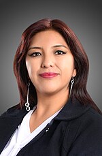 Миниатюра для Файл:Elena Judith Aguilar Flores. Official portrait, 2020. Chamber of Senators of Bolivia.jpg