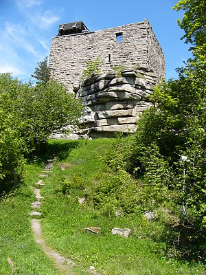 Epprechtstein Castle - ruin of the residential tower with attached viewing platform