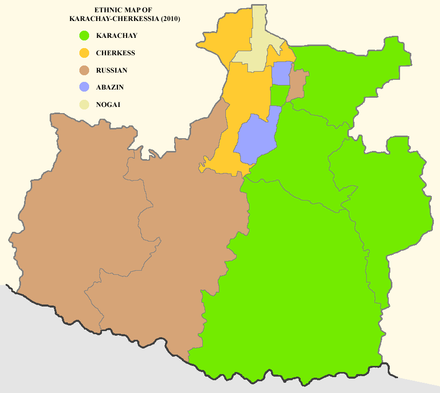 Ethnic map of Karachay-Cherkessia, 2010