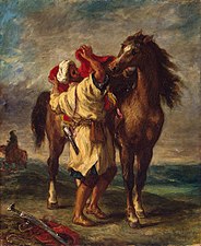 Marroquí ensillando su caballo, 1855, Museo del Hermitage.