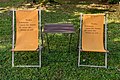 * Nomination "Ingeborg Bachmann" deckchairs at the park of castle Ebenau in Weizelsdorf #1, Feistritz im Rosental, Carinthia, Austria --Johann Jaritz 02:05, 5 October 2018 (UTC) * Promotion  Support Good quality. --XRay 03:54, 5 October 2018 (UTC)