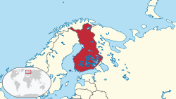 Situo de Finnlando en ĝia regiono.