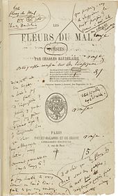 The first edition of Les Fleurs du mal with author's notes Fleurs du mal.jpg