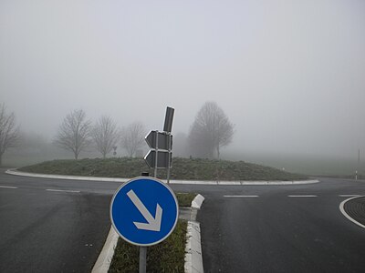 Seidel-Kreisel im Nebel, Seidel-roundabout, Valley of river Lahn in fog
