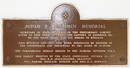Memorial plaque to Benjamin, Gamble Plantation Historic State Park, Ellenton, Florida