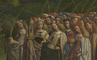 A group of women gathering to worship Christ Ghent Adoration detail 4.jpg