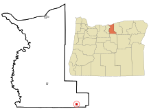 Gilliam County Oregon Sisällytetyt ja rekisteröimättömät alueet Lonerock Highlighted.svg