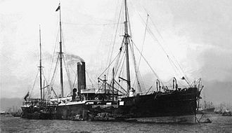 The Glenavon at anchor in Japan, 1898, not long before her sinking in December 1898. Glenavon (1881).jpg