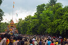 Pulling of the chariot during ultorath Guptipara Rath 4.jpg